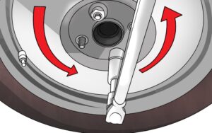 loosening lug nuts on a car wheel